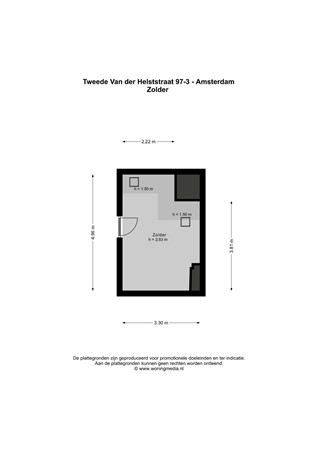 Floor plan - Tweede van der Helststraat 97-3, 1073 AP Amsterdam 